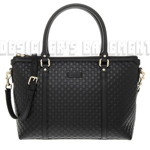 GUCCI black MICRO GUCCISSIMA leather Zip top Small TOTE shoulder Satchel bag NWT - Picture 3 of 9